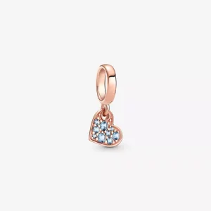 (afbeelding voor) PANDORA Light Blue Pavé Tilted Heart Dangle Charm - 789404C01