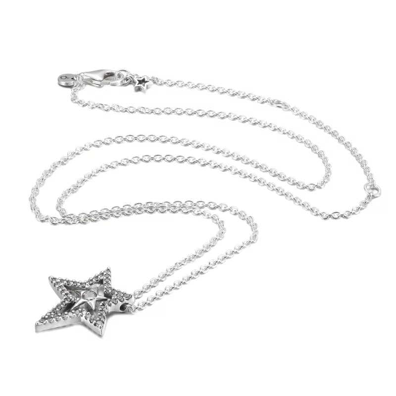 (afbeelding voor) PANDORA Pavé Asymmetrische Ster Halsketting - 390020C01 - Bekijken 5
