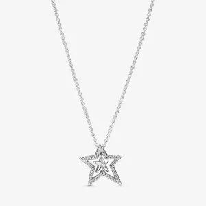 (afbeelding voor) PANDORA Pavé Asymmetrische Ster Halsketting - 390020C01