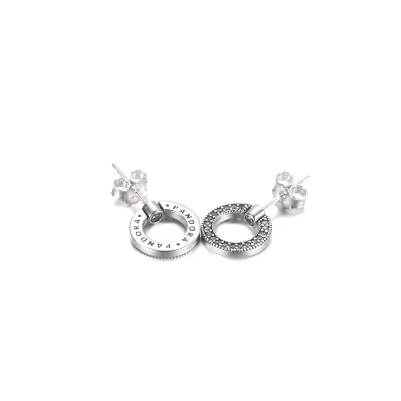 (afbeelding voor) PANDORA Pavé & Logo Cirkel Omkeerbare Oorknopjes - 299486C01 - Bekijken 5