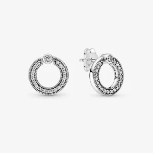 (afbeelding voor) PANDORA Pavé & Logo Cirkel Omkeerbare Oorknopjes - 299486C01