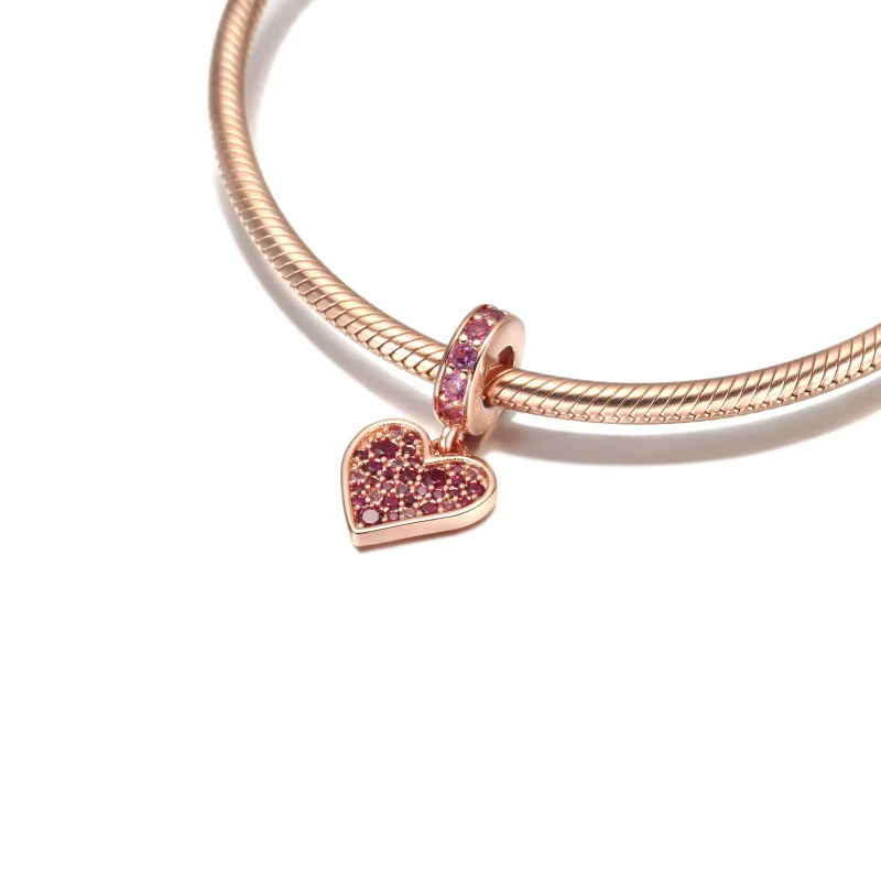 (afbeelding voor) PANDORA Pave Geschetst Hart Hangende Bedel - 789565C01 - Bekijken 5