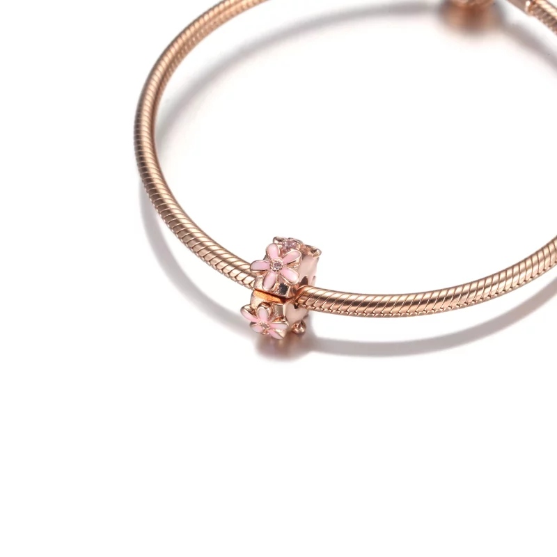 (afbeelding voor) PANDORA Pink Daisy Spacer Clip Charm - 788809C01 - Bekijken 5