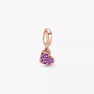 (afbeelding voor) PANDORA Royal Purple Pave Tilted Heart Dangle Charm - 789404C03