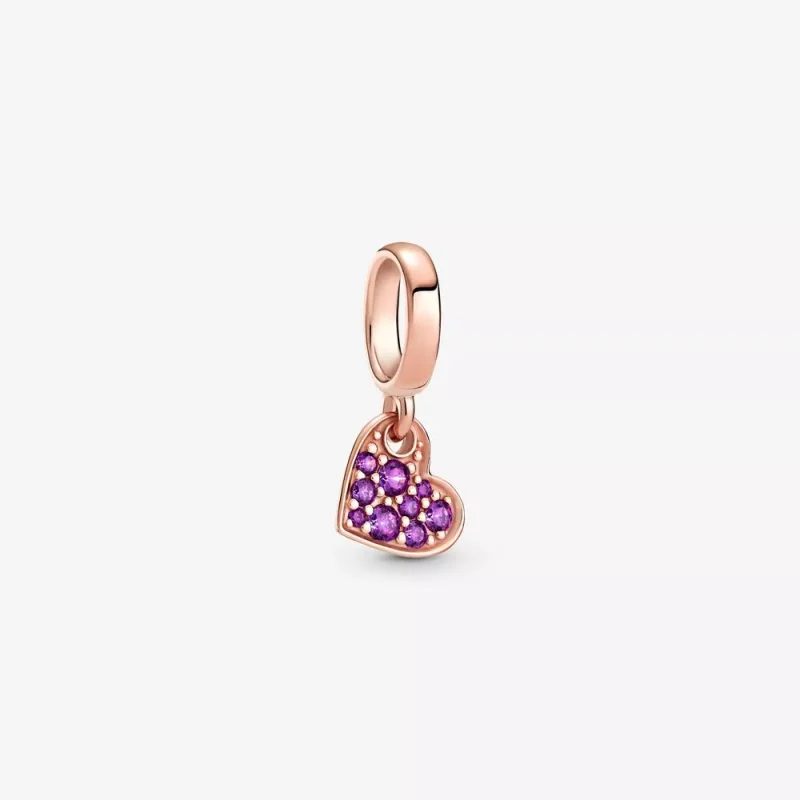 (afbeelding voor) PANDORA Royal Purple Pave Tilted Heart Dangle Charm - 789404C03