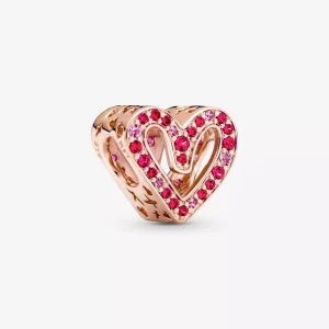 (afbeelding voor) PANDORA Sprankelend Robijnrood Roze Geschetst Hart Bedel - 788692C02
