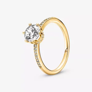(afbeelding voor) PANDORA Transparante Sprankelende Kroon Solitaire Ring - 168289C01