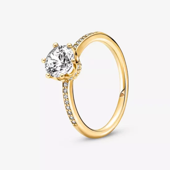 (afbeelding voor) PANDORA Transparante Sprankelende Kroon Solitaire Ring - 168289C01
