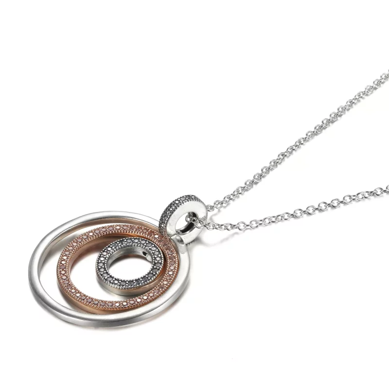 (afbeelding voor) PANDORA Tweekleurige cirkel hanger en halsketting - 389483C01 - Bekijken 2