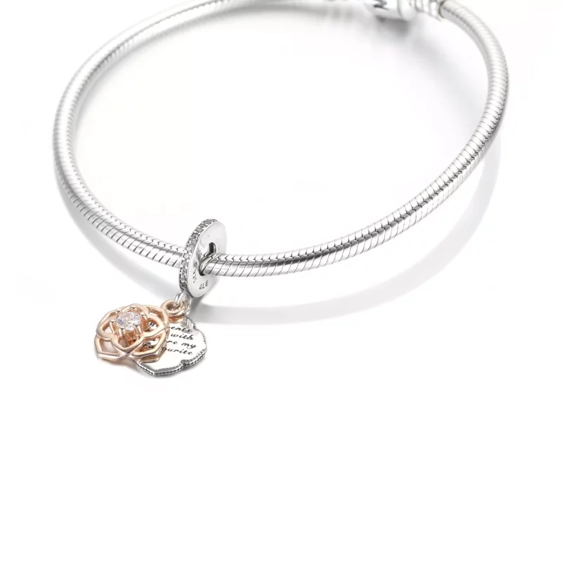 (afbeelding voor) PANDORA Two Tone Rose Dangle Charm - 789373C01 - Bekijken 5