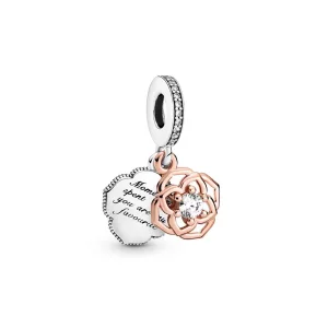 (afbeelding voor) PANDORA Two Tone Rose Dangle Charm - 789373C01