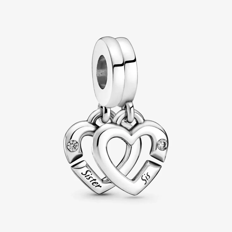 (afbeelding voor) PANDORA Verstrengelde Zussenharten Deelbare Hangende Bedel - 799538C01