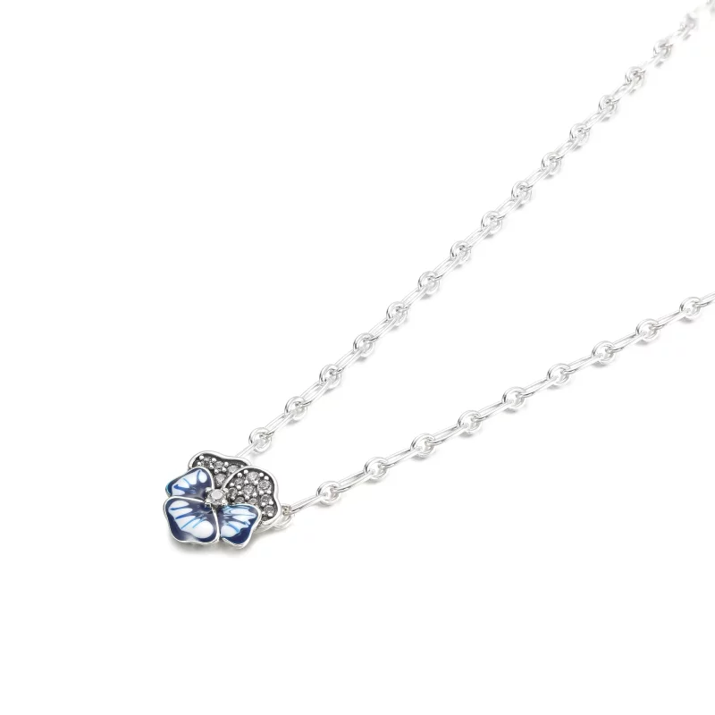 (afbeelding voor) PANDORA Blauw Viooltje Ketting met Hanger - 390770C01 - Bekijken 2