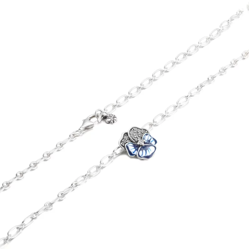 (afbeelding voor) PANDORA Blauw Viooltje Ketting met Hanger - 390770C01 - Bekijken 5