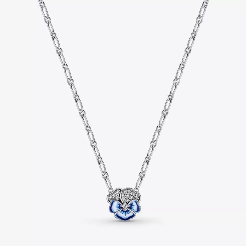 (afbeelding voor) PANDORA Blauw Viooltje Ketting met Hanger - 390770C01