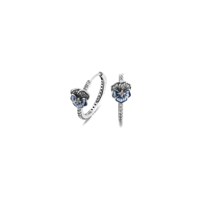 (afbeelding voor) PANDORA Blauw Viooltje Oorringen - 290775C01 - Bekijken 2