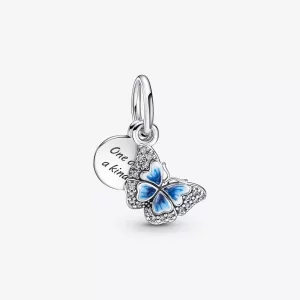 (afbeelding voor) PANDORA Blauwe Vlinder & Citaat Dubbele Hangende Bedel - 790757C01