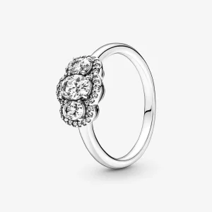 PANDORA Drie Stenen Vintage Ring - 190049C01 (afbeelding voor) PANDORA Drie Stenen Vintage Ring - 190049C01