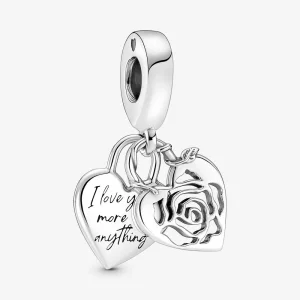 (afbeelding voor) PANDORA Roos Hart Hangslot Hangende Bedel - 790086C00