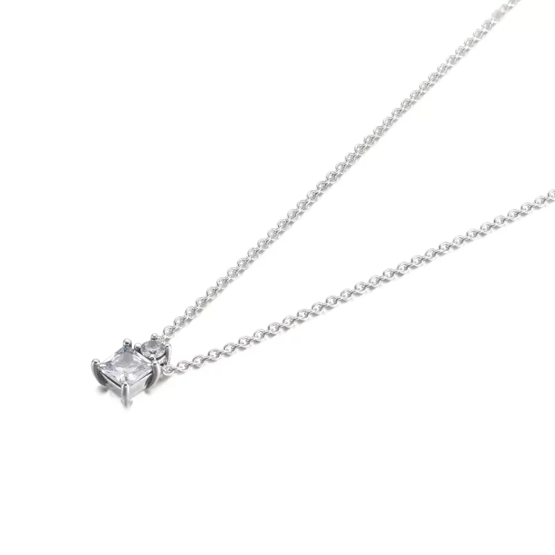 (afbeelding voor) PANDORA Sprankelende Halsketting met Ronde & Vierkante Hanger - 390048C01 - Bekijken 2