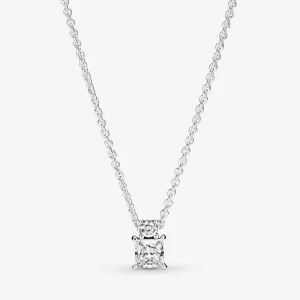 (afbeelding voor) PANDORA Sprankelende Halsketting met Ronde & Vierkante Hanger - 390048C01