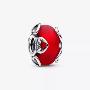 (afbeelding voor) PANDORA Frosted Red Murano Glass & Hearts Charm - 792497C01
