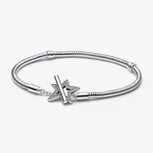 (afbeelding voor) Pandora Moments Asymmetrische Ster T-bar Snake Chain Armband - 592357C01