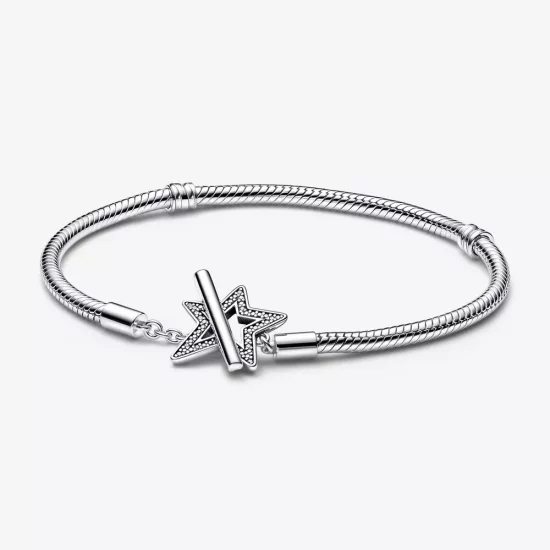 (afbeelding voor) Pandora Moments Asymmetrische Ster T-bar Snake Chain Armband - 592357C01