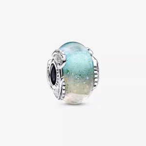 (afbeelding voor) PANDORA Multikleurig Murano Glas & Gebogen Veerbedel - 792577C00