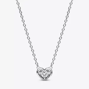 PANDORA Stralend Hart & Zwevende Steen Hanger Ketting - 392494C01 (afbeelding voor) PANDORA Stralend Hart & Zwevende Steen Hanger Ketting - 392494C01