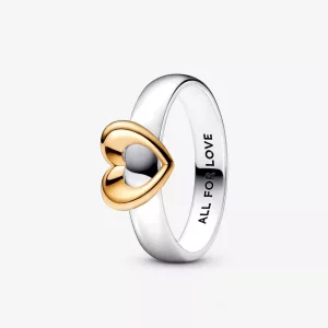 (afbeelding voor) PANDORA Stralende Twee-Tinten Schuivende Hart Ring - 162504C00