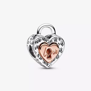 (afbeelding voor) PANDORA Twee-Tone Hangslot Splijtbare Hartbedel - 782505C00