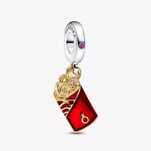 PANDORA Twee-tone Rode Envelop Hanger Bedel - 762470C01 (afbeelding voor) PANDORA Twee-tone Rode Envelop Hanger Bedel - 762470C01
