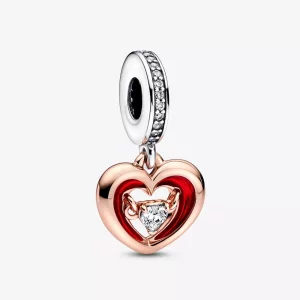 PANDORA Twee-Tone Stralend Hart Hanger Bedel - 782450C01 (afbeelding voor) PANDORA Twee-Tone Stralend Hart Hanger Bedel - 782450C01