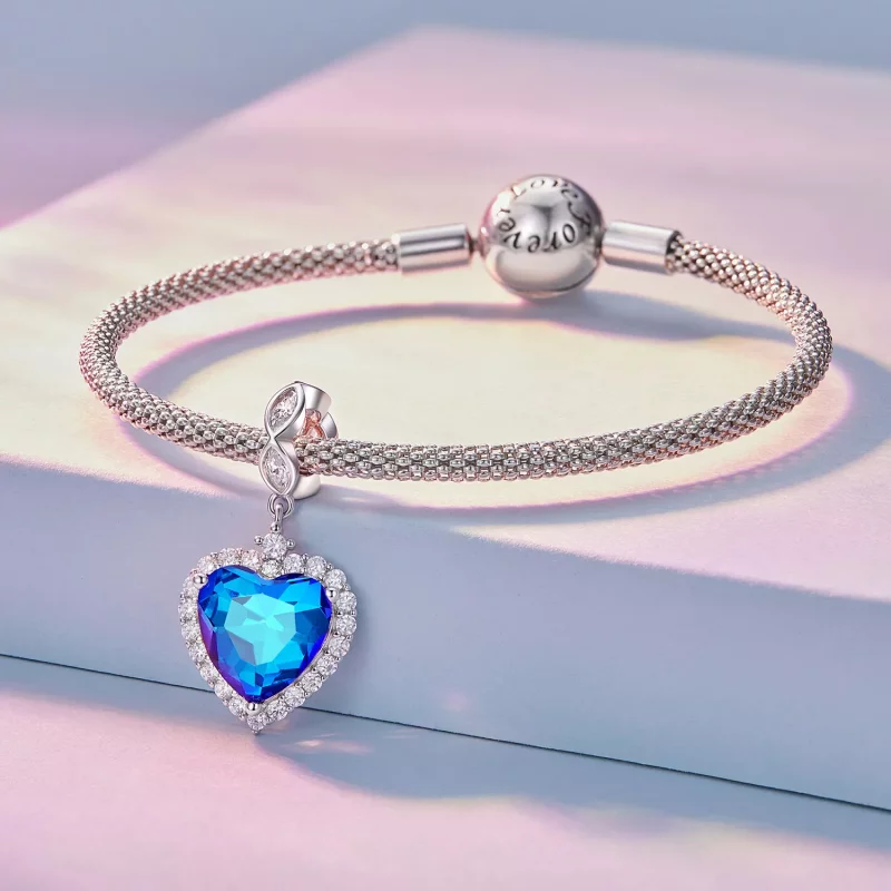 (afbeelding voor) Pandora Stijl Blauw Hart Bedel - BSC775 - Bekijken 3