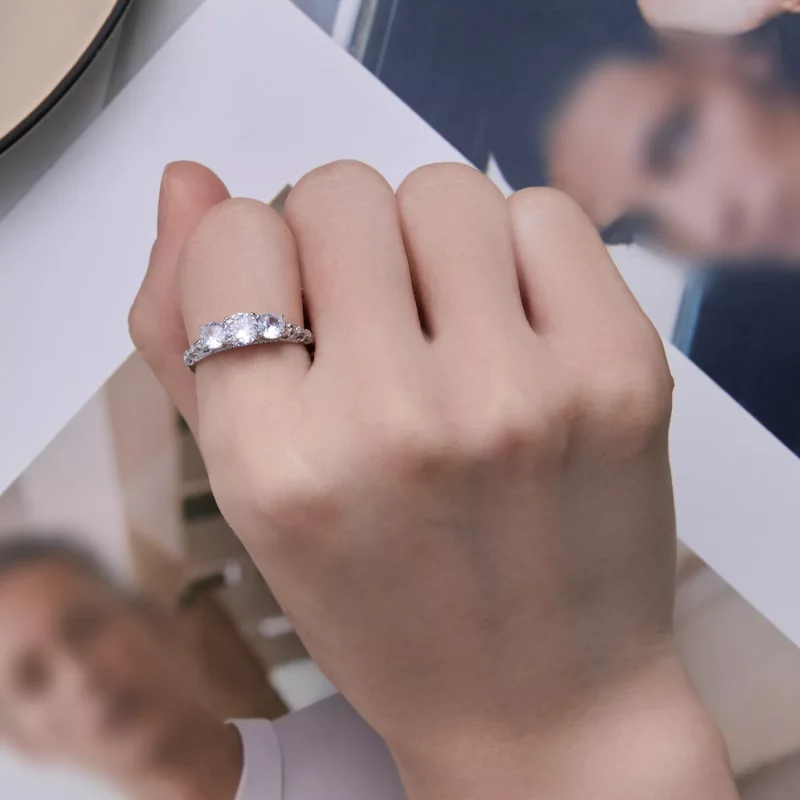 (afbeelding voor) Pandora stijl Drie Steen Ring - BSR318 - Bekijken 6