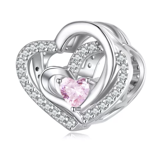 (afbeelding voor) Pandora Stijl Dubbel Hart Bedel - BSC695