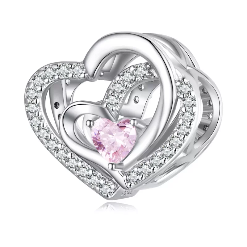 (afbeelding voor) Pandora Stijl Dubbel Hart Bedel - BSC695