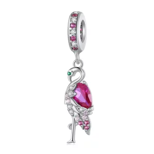 Pandora-stijl Flamingo-bedel - BSC833 (afbeelding voor) Pandora-stijl Flamingo-bedel - BSC833