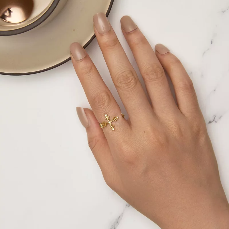 (afbeelding voor) Pandora-stijl geelgouden ring - BSR041-B - Bekijken 5