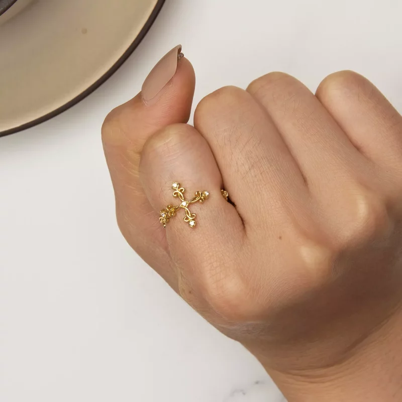 (afbeelding voor) Pandora-stijl geelgouden ring - BSR041-B - Bekijken 6