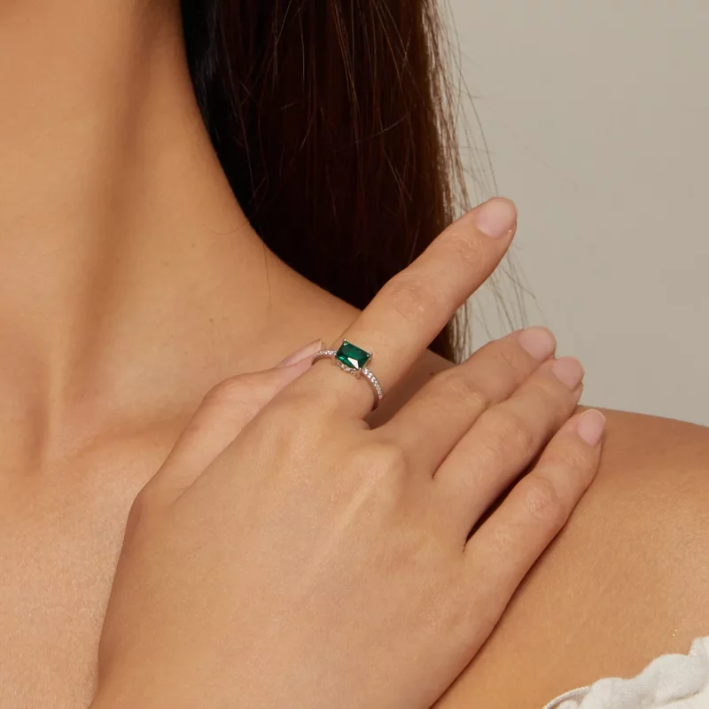 (afbeelding voor) Pandora-stijl Groene Steen Ring - BSR461 - Bekijken 4