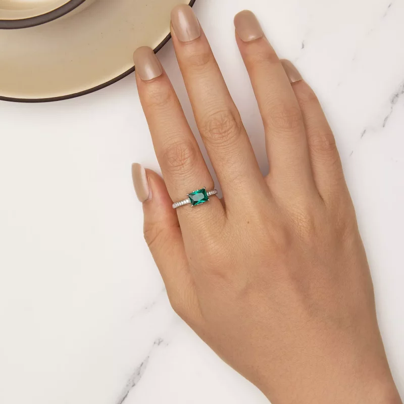 (afbeelding voor) Pandora-stijl Groene Steen Ring - BSR461 - Bekijken 5