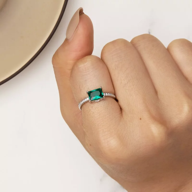 (afbeelding voor) Pandora-stijl Groene Steen Ring - BSR461 - Bekijken 6