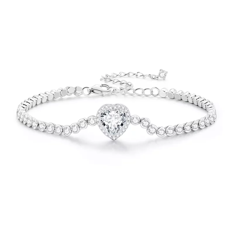 (afbeelding voor) Pandora-stijl Hart Tennis Armband - BSB098 - Bekijken 3