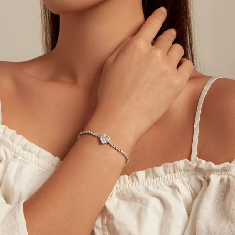 (afbeelding voor) Pandora-stijl Hart Tennis Armband - BSB098 - Bekijken 5