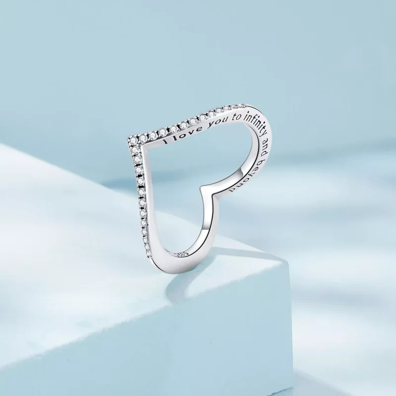 (afbeelding voor) Pandora Stijl Hart Wishbone Ring - SCR856 - Bekijken 2