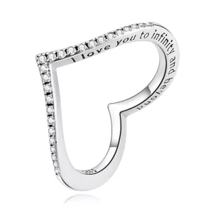 Pandora Stijl Hart Wishbone Ring - SCR856 (afbeelding voor) Pandora Stijl Hart Wishbone Ring - SCR856