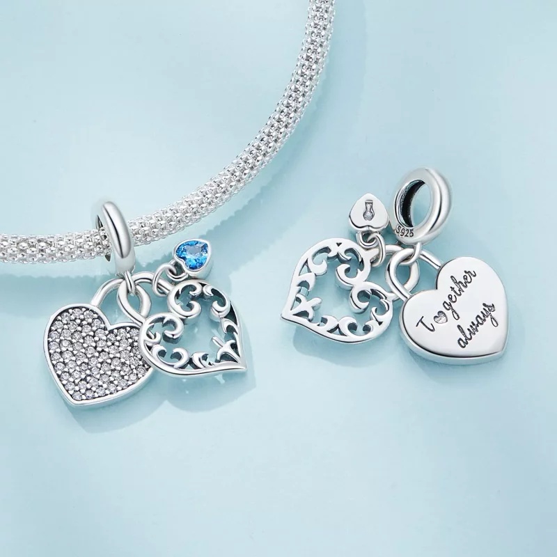 (afbeelding voor) Pandora-stijl Hartvormige Bedel met Interlocking Design - SCC2502 - Bekijken 4