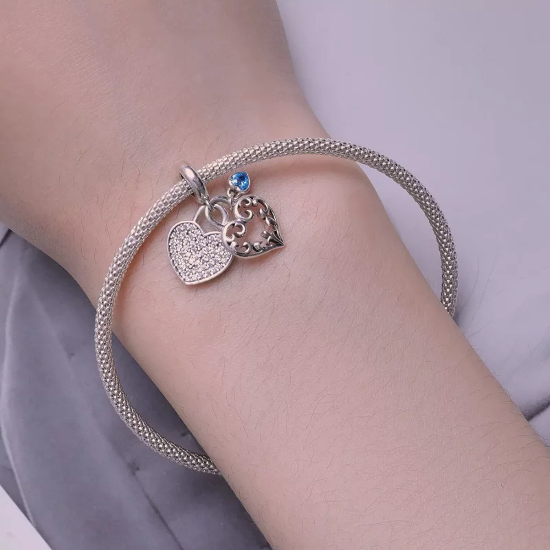 (afbeelding voor) Pandora-stijl Hartvormige Bedel met Interlocking Design - SCC2502 - Bekijken 6